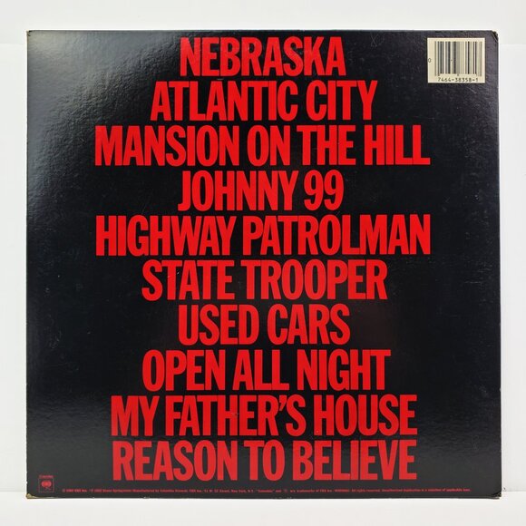 Bruce Springsteen Nebraska Vinyl Record 1982 Original Pressing Inner 38358 VG+ - Picture 2 of 11